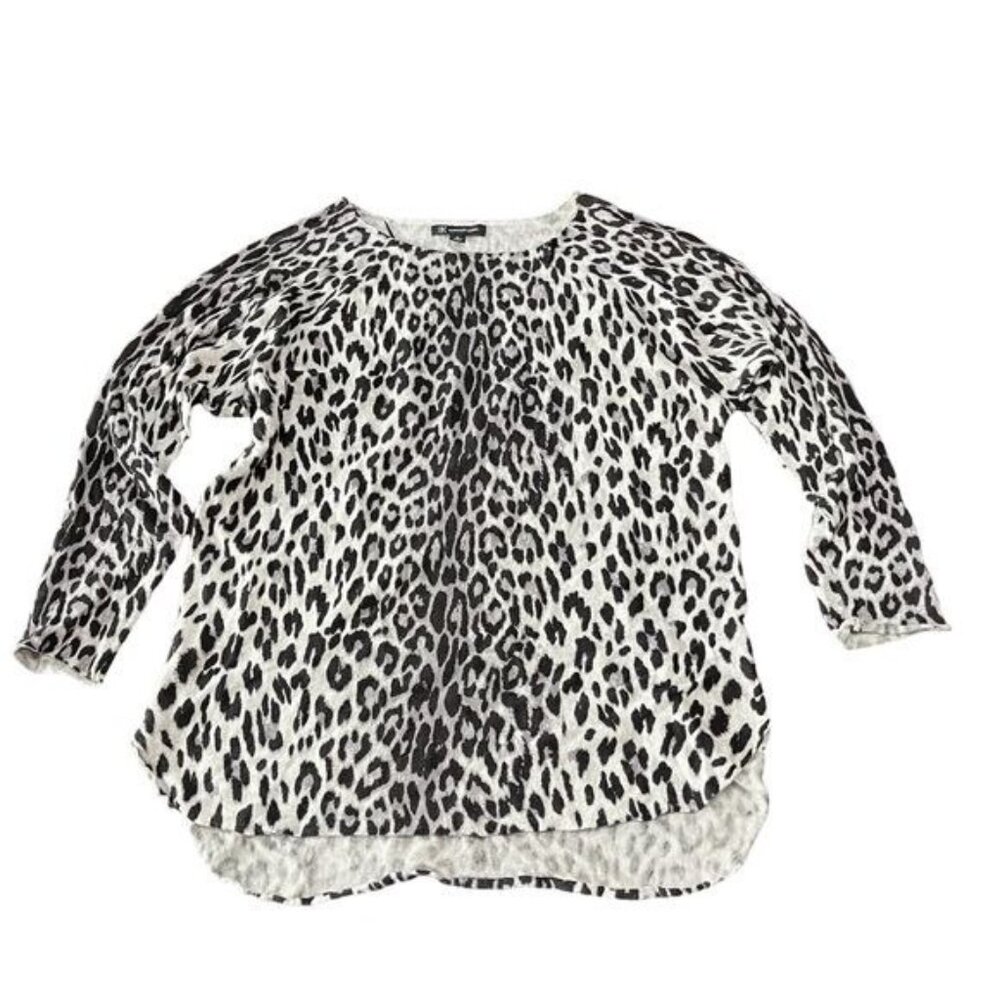 INC Cheetah Animal Print knit Light Sweater Top Petite Large
